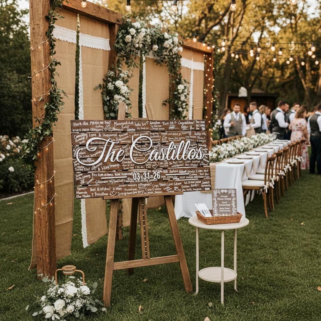 Personalized Wedding Guest Book Alternative - Custom Last Name Wood Sign with 3D Raised Lettering - Rustic Wedding Decor - Large Wood Guest Sign-in Board for Reception - XXLarge 40'x20'