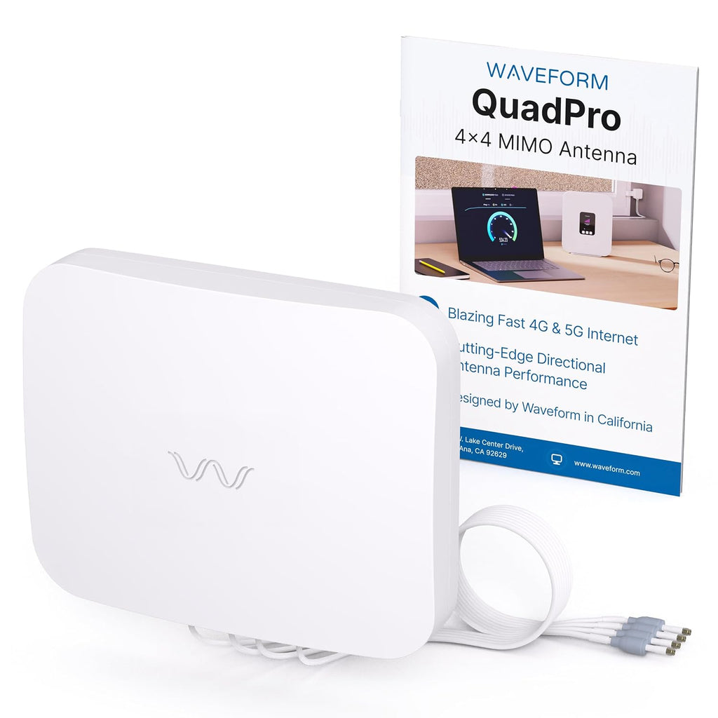 Waveform 20' Cable + QuadPro Antenna - 4x4 MIMO Panel Antenna for 4G/5G Routers & Gateways for T-Mobile Home Internet, Verizon, AT&T with 20' SMA Cable - Outdoor Rated