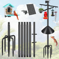 Gtongoko Squirrel Proof Smart Bird Feeder Pole for Outdoors 107 Inch 1 Inch Diameter Bluebird House Pole with 2 Platform and 8 Hooks for Bird Feeder with Camera Adjustable Heavy Duty Mounting Pole