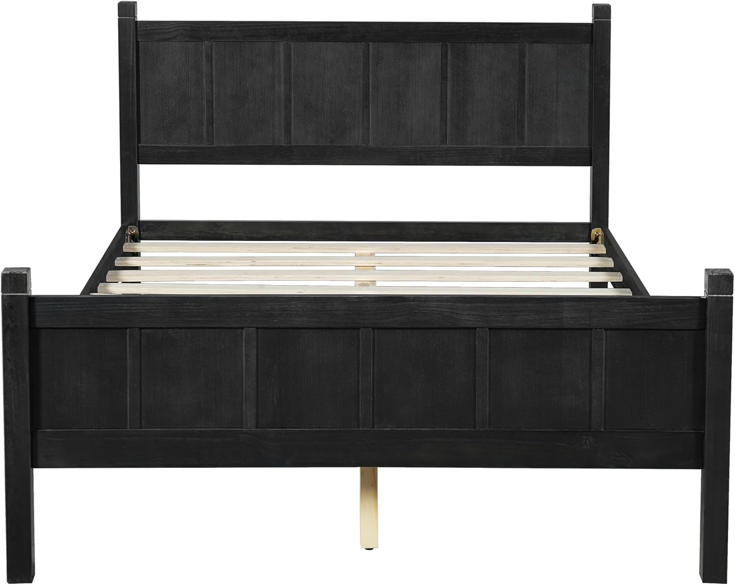 Full Size Flat Panel Bed with Headboard & Footboard, Minimalist Modern Platform Bed with Wood Grain Finish, Shaker & Farmhouse, 11.5' Under-Bed Storage, Sleek & Functional (Black3, Full)