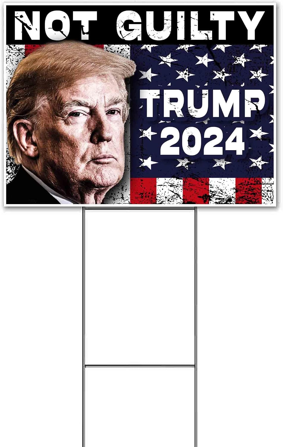 Not Guilty Trump (18' x 24') Yard Sign, Quantity Discounts, Multi-Packs, Includes Metal Step Stake, Bandit, New, Advertising, USA | Election, Political, Republican, President, Vote