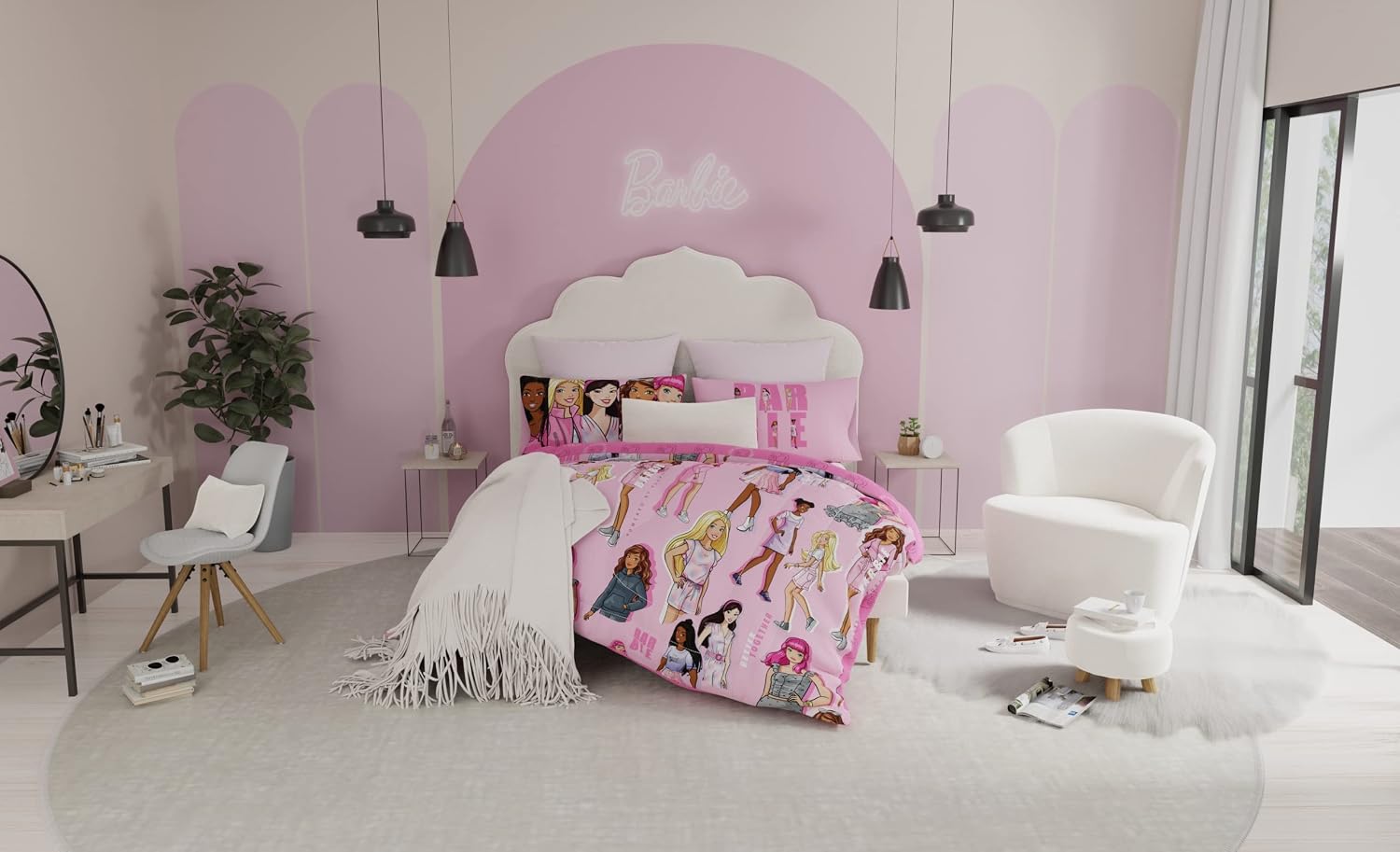 Franco Barbie Barbicore Bedding Super Soft Comforter and Sheet Set with Sham, 7 Piece Queen Size, (Official Licensed Product)