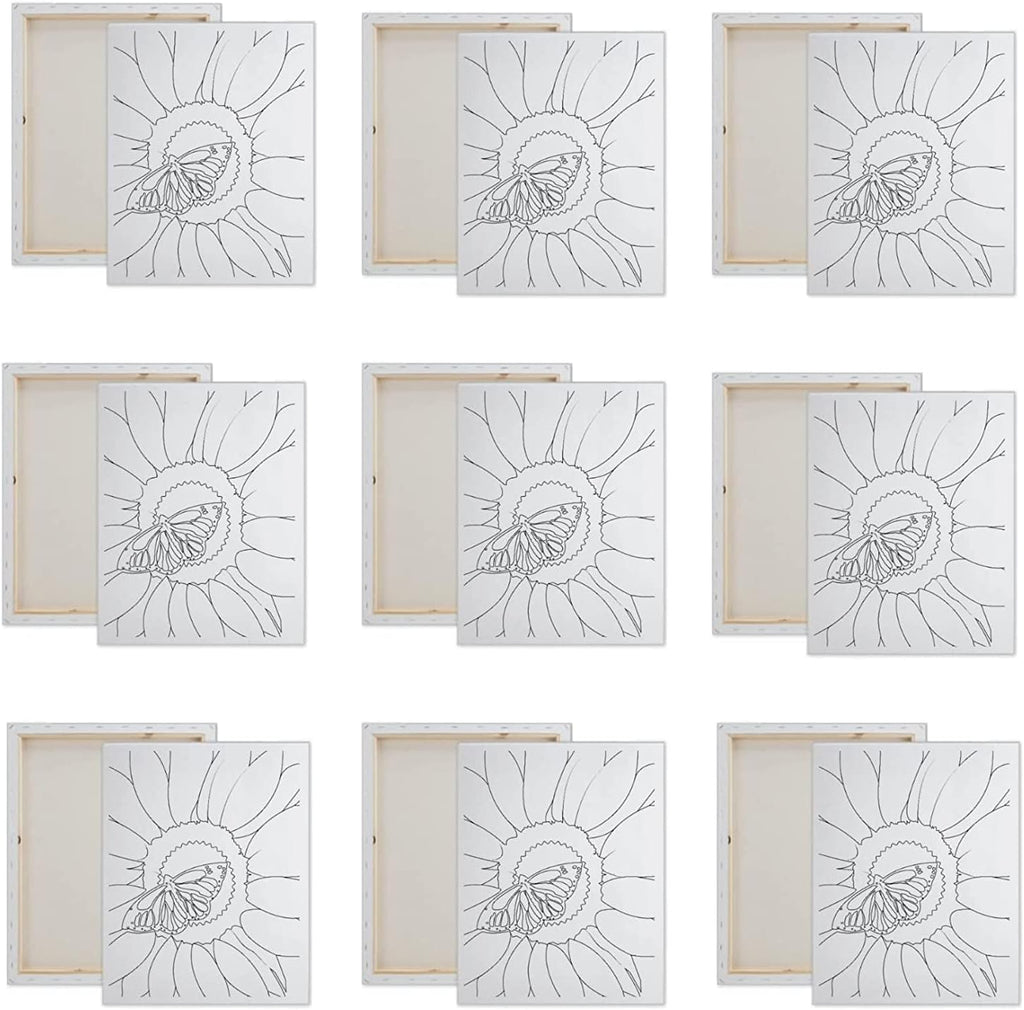 Essenburg 30 Pack Pre Drawn Canvas Paint Kit | Teen, Kids and Adult Sip and Paint Party Favor | DIY Date Night Couple Activity| Canvas Boards for painting| Birthday Sunflower (S 8X10 CANVAS ONLY)