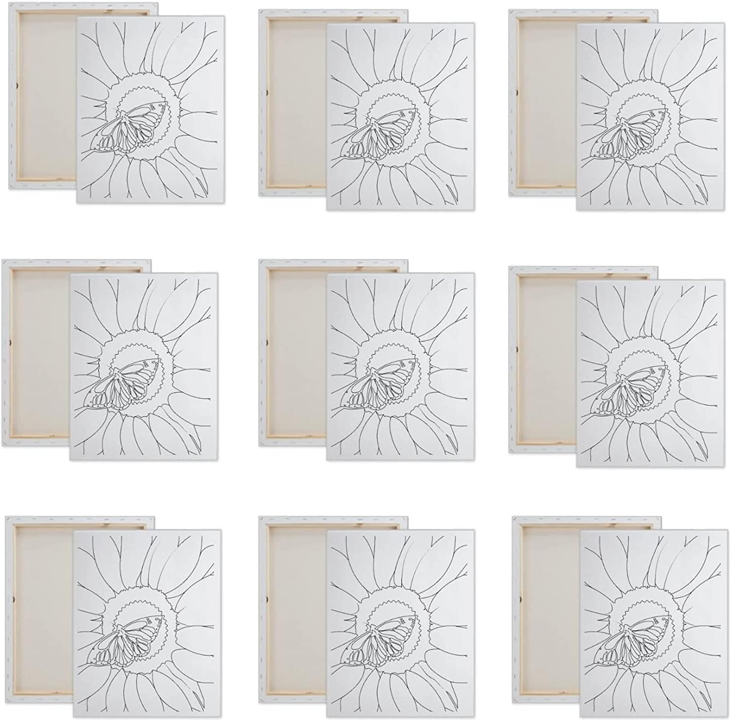Essenburg 30 Pack Pre Drawn Canvas Paint Kit | Teen, Kids and Adult Sip and Paint Party Favor | DIY Date Night Couple Activity| Canvas Boards for painting| Birthday Sunflower (S 8X10 CANVAS ONLY)