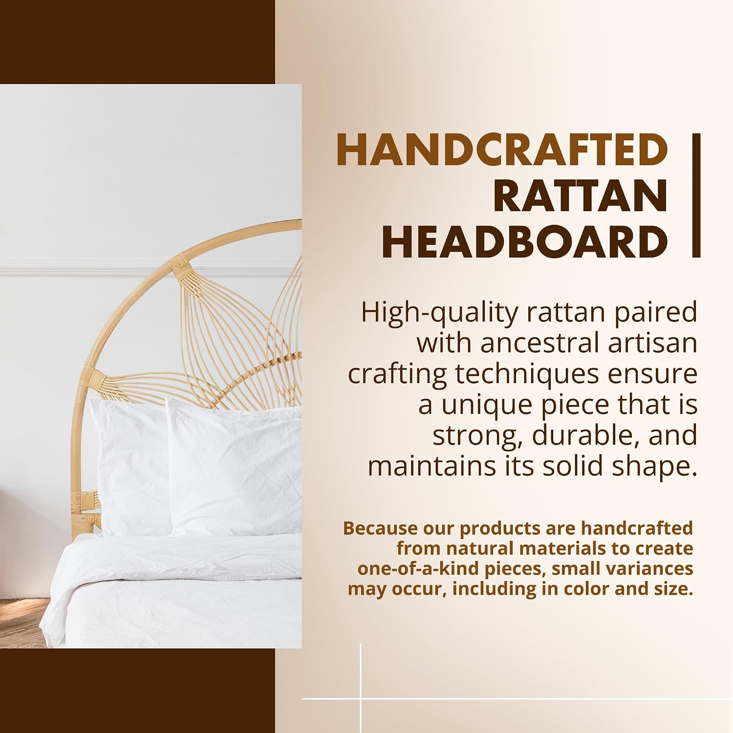 Kouboo Sunflower Rattan Queen Headboard Bedroom Bedroom Furniture Headboard Tropical Decor Bohemian Decor Natural