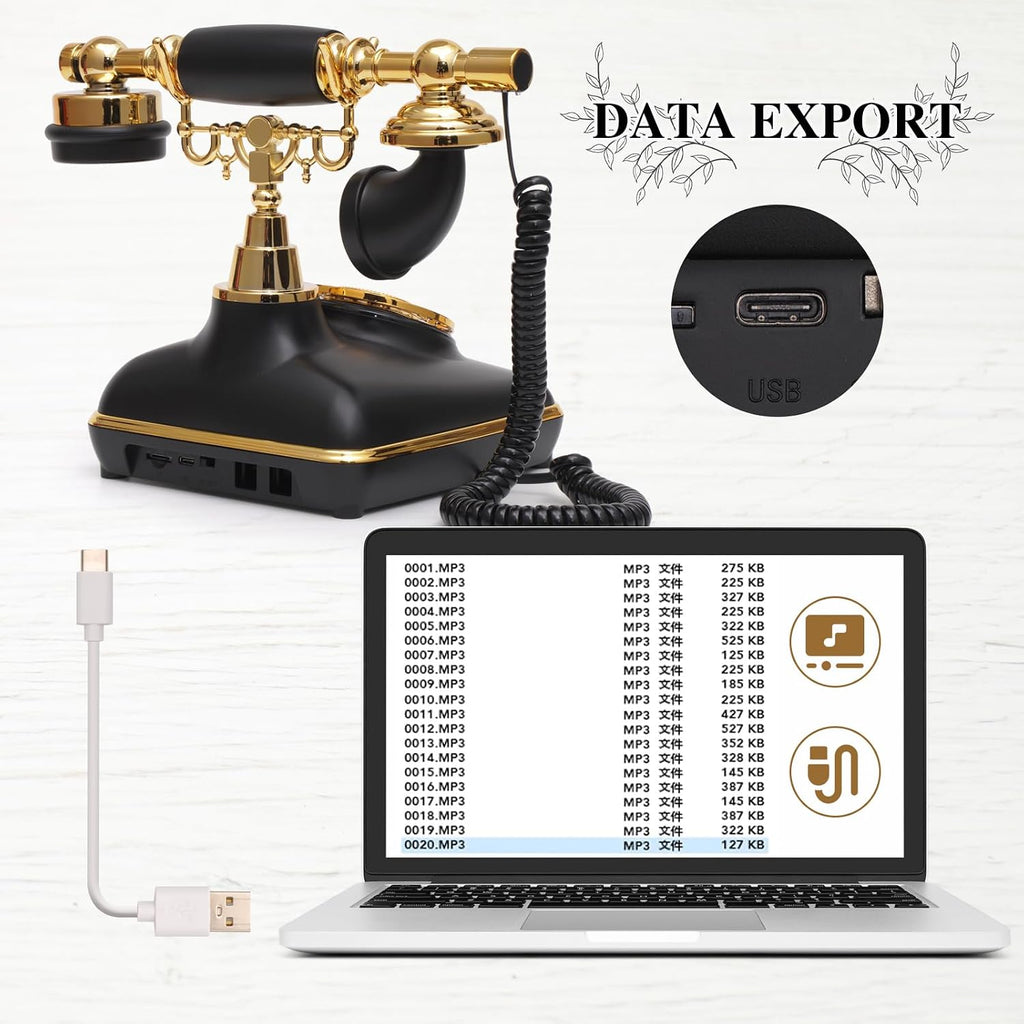 UKBW Audio Guest Book Wedding Phone, Audio Phone Guestbook, Record Audio Messages with Guestbook, Guestbook Alternative for Wedding, Birthday Party, Baby Shower, Anniversary, Engagement(Black)