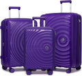 LARVENDER Luggage Sets, Suitcase Set 3 Piece Expandable Luggage PP Lightweight Large Suitcases with Wheels for Women (28/24/20inch,Grape Purple)