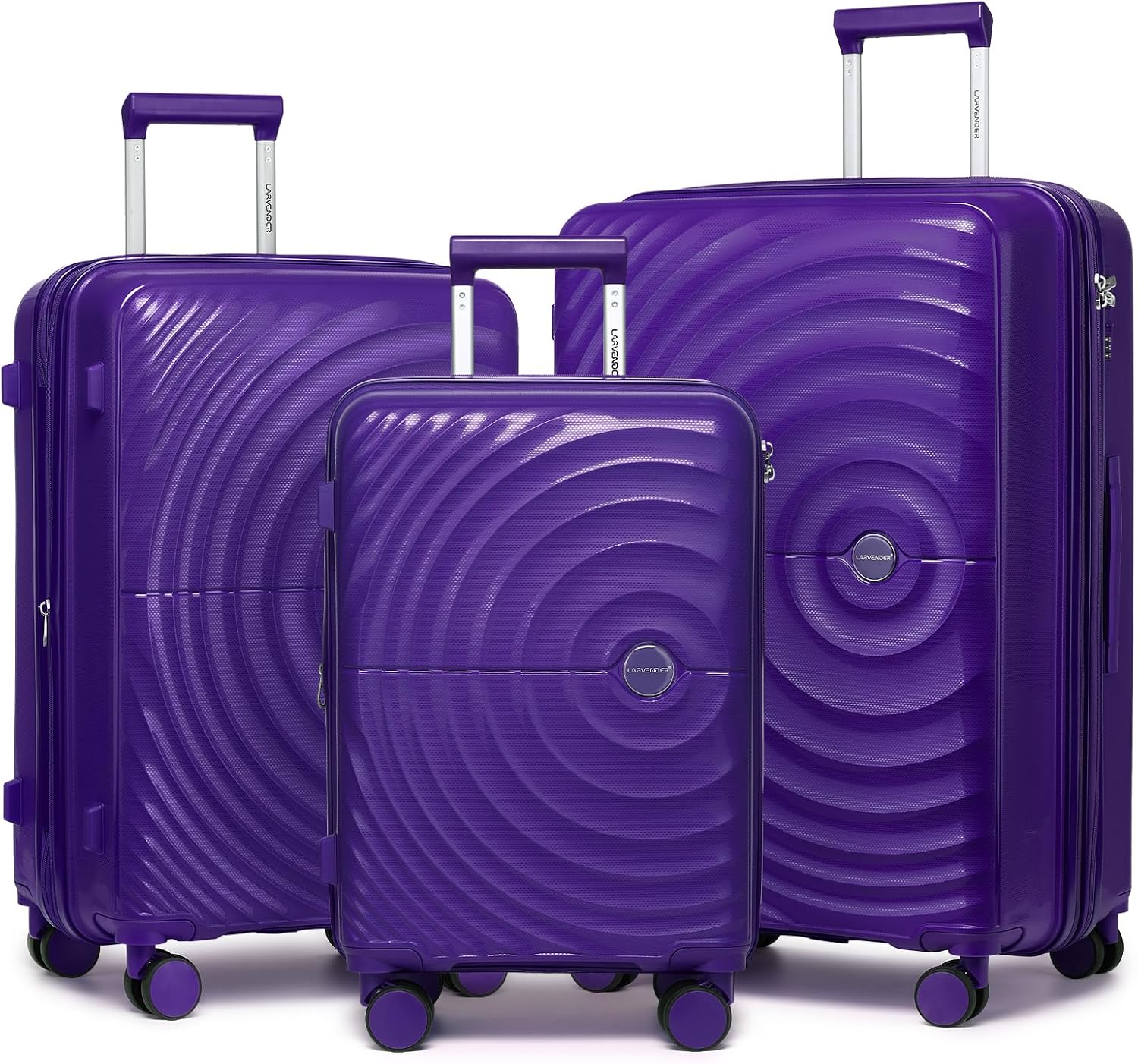 LARVENDER Luggage Sets, Suitcase Set 3 Piece Expandable Luggage PP Lightweight Large Suitcases with Wheels for Women (28/24/20inch,Grape Purple)