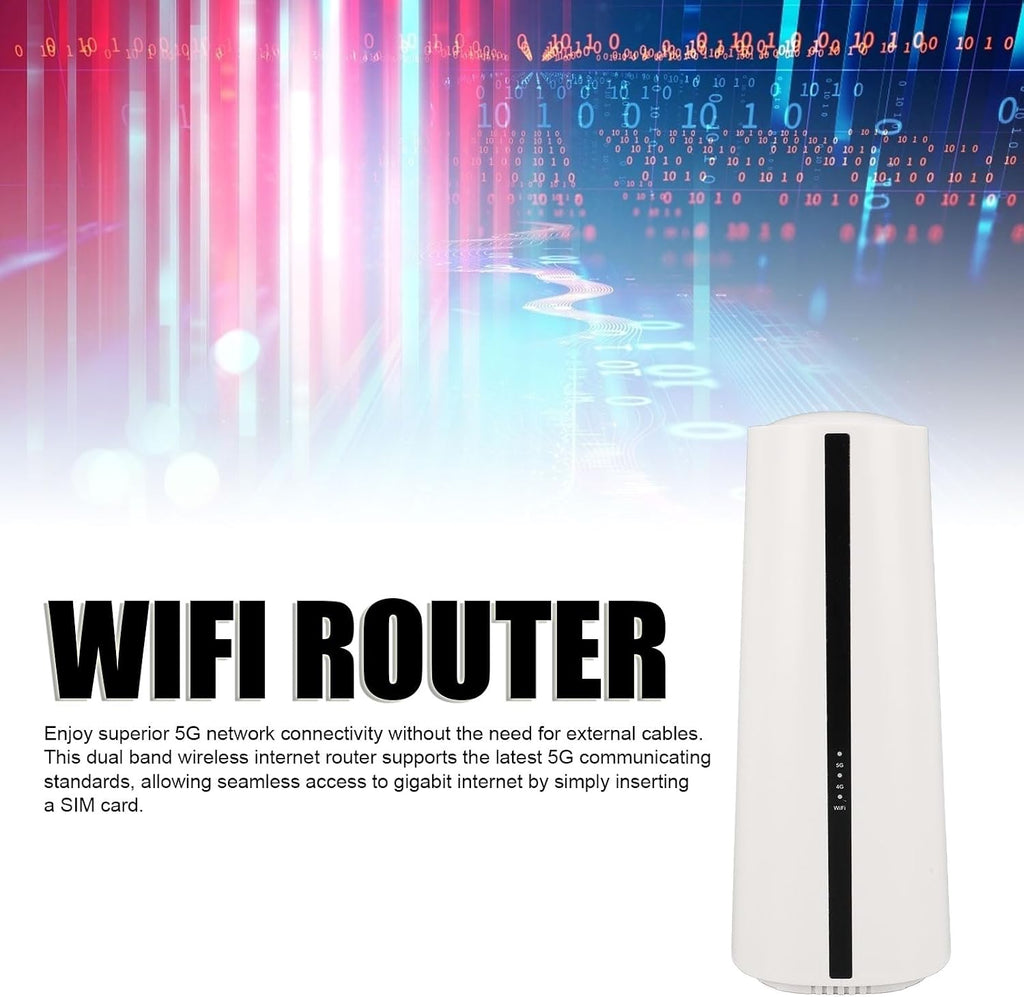 5G Wire Less Internet Router, Support 64 Users, Full Band Gigabit 2.4G Plus 5.8G CPE Dual Band WiFi6 Router for Home and Office (US Plug 100‑240V)