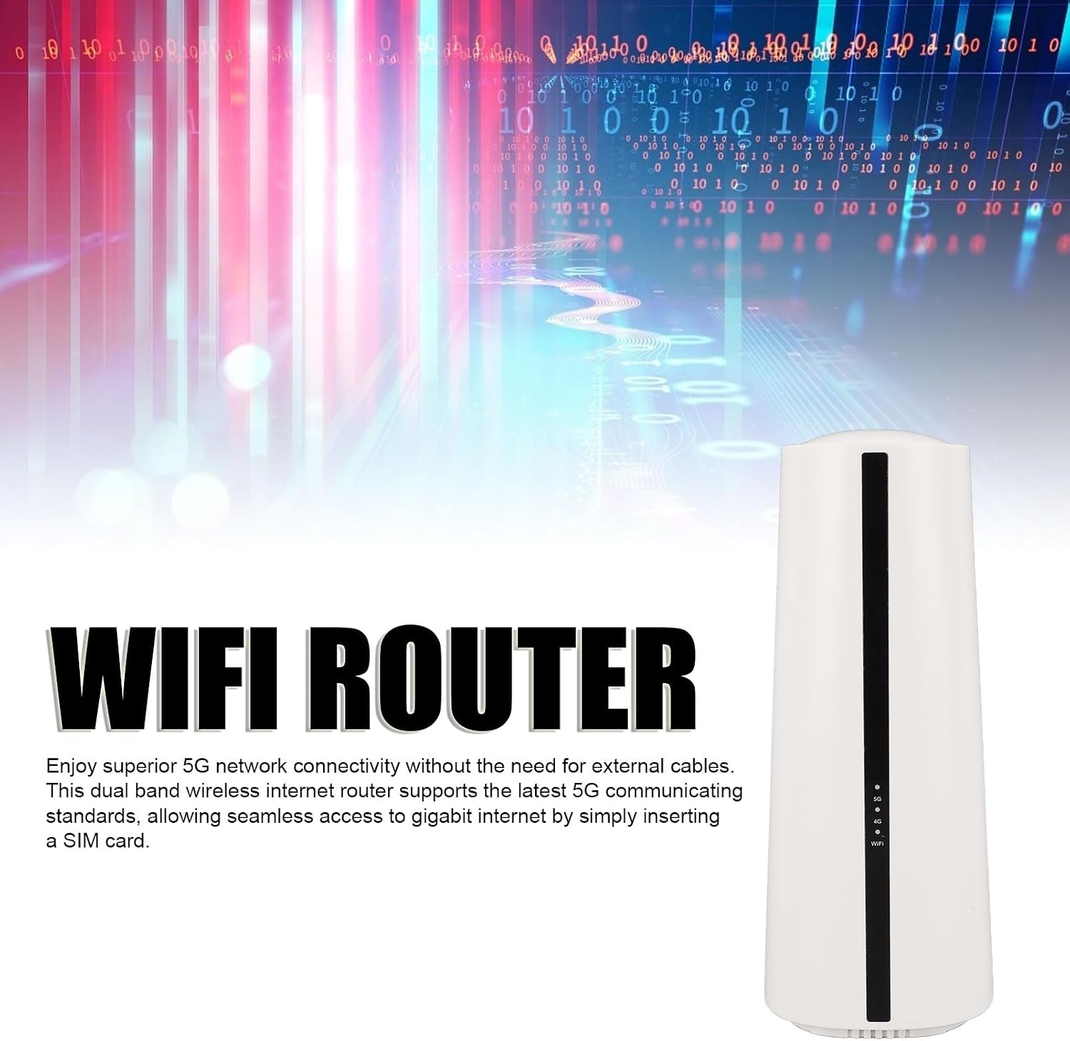 5G Wire Less Internet Router, Support 64 Users, Full Band Gigabit 2.4G Plus 5.8G CPE Dual Band WiFi6 Router for Home and Office (US Plug 100‑240V)