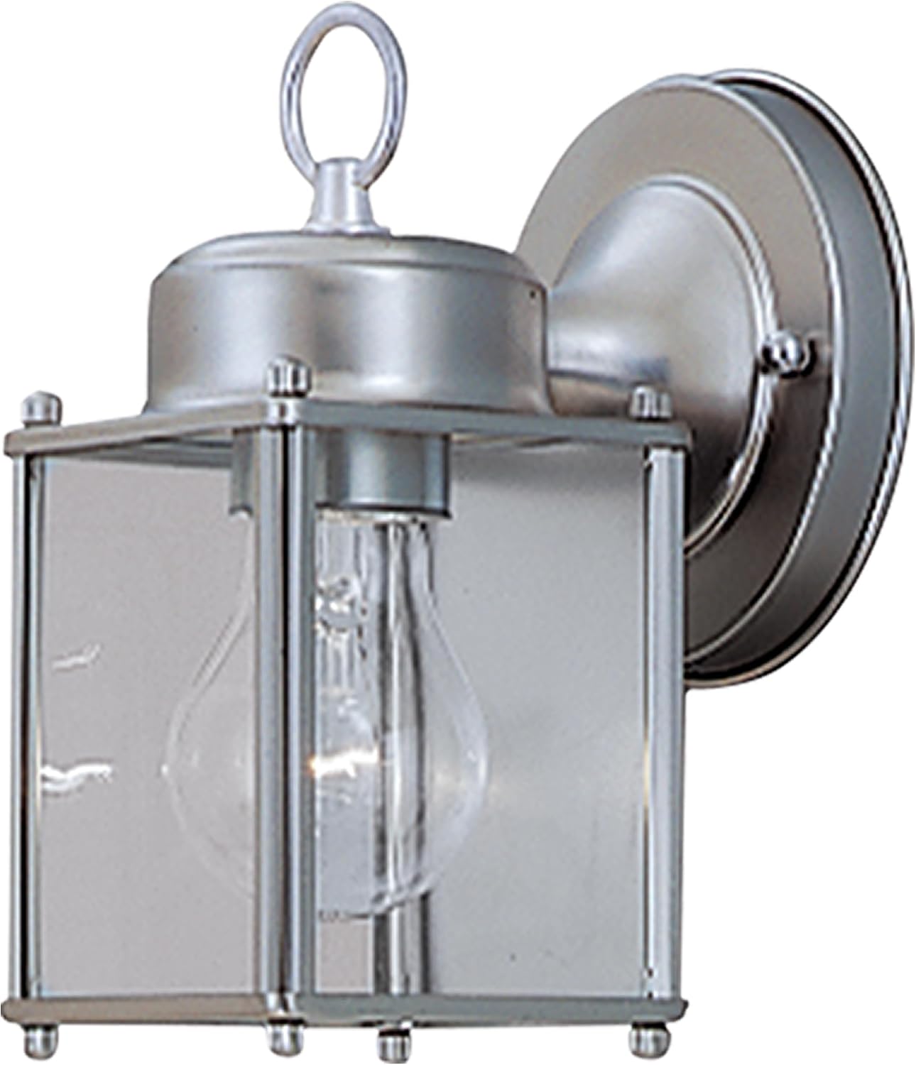DESIGNERS FOUNTAIN Preston Outdoor Light Fixture, 8 Inch, Exterior Wall Mount Lantern Sconce, Clear Glass Porch Lights for Front Door, Patio, and House Garage, Pewter, 1161-PW (Pack of 6)