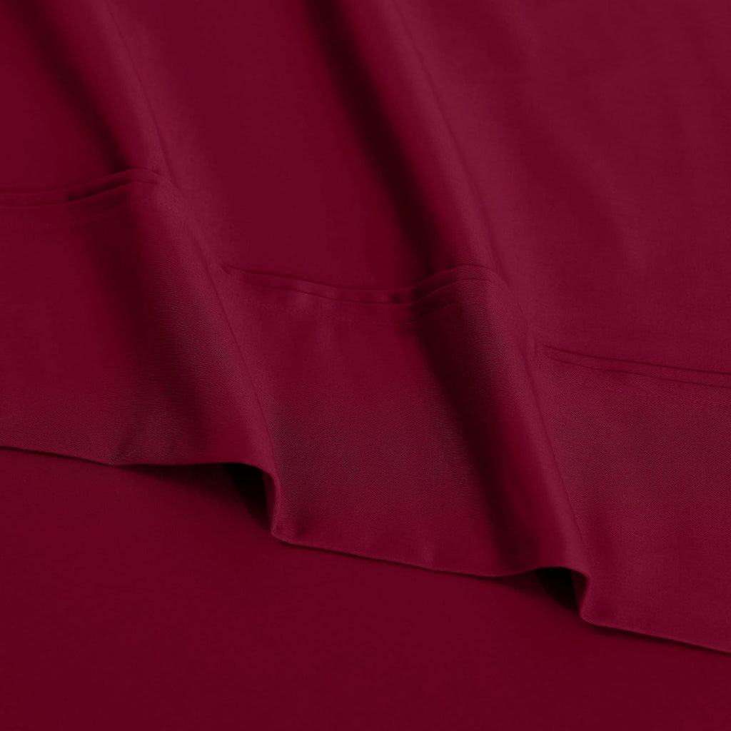 Superior 1200 Thread Count Egyptian Cotton Sheet Set, Bedroom Sheets, Modern Home Essentials, Luxury Bedding, 1 Elastic Deep Pocket Fitted Bed Sheet, 1 Flat Sheet, 2 Pillowcases, Queen, Burgundy