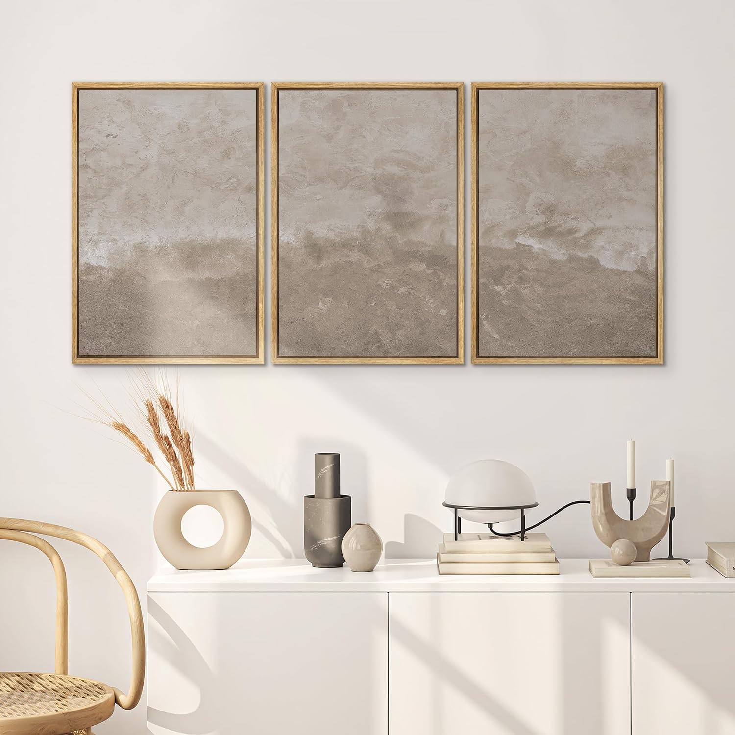 SIGNWIN Framed Canvas Print Wall Art Set Neutral Sand Minimalist Beige Abstract Illustrations Modern Scenic Colorful Ultra for Living Room, Bedroom, Office - 16'x24'x3 Natural