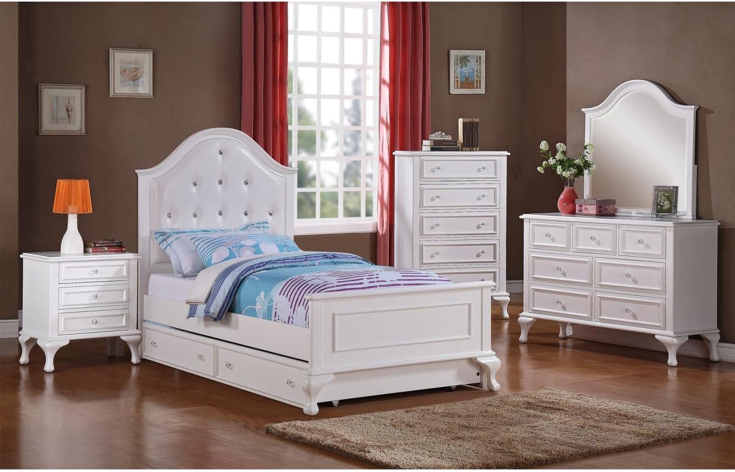 Picket House Furnishings Jenna 6 Piece Full Bedroom Set in White