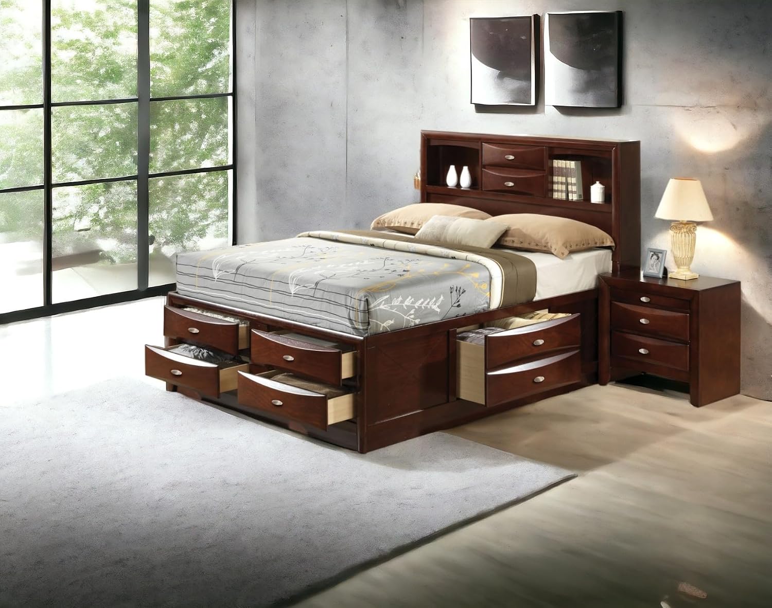 Acme Ireland Full Wood Platform Bed with Storage Drawers in Espresso