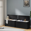 UEV Black Storage Bench Set of 2, 39.4' Fluted Wood Storage Trunk with 2 Safety Hinges, Sturdy Storage Chest, Storage Bench for Bedroom,Entryway, Living Room