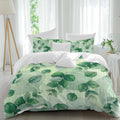 Green Leaf Duvet Cover Set Queen Size 4 Pieces Summer Green Eucalyptus Leaves Plants Farmhouse Bedding Set with Zipper Closure, 1 Comforter Cover 92x106 Inches 1 Flat Sheet & 2 Pillow Cases