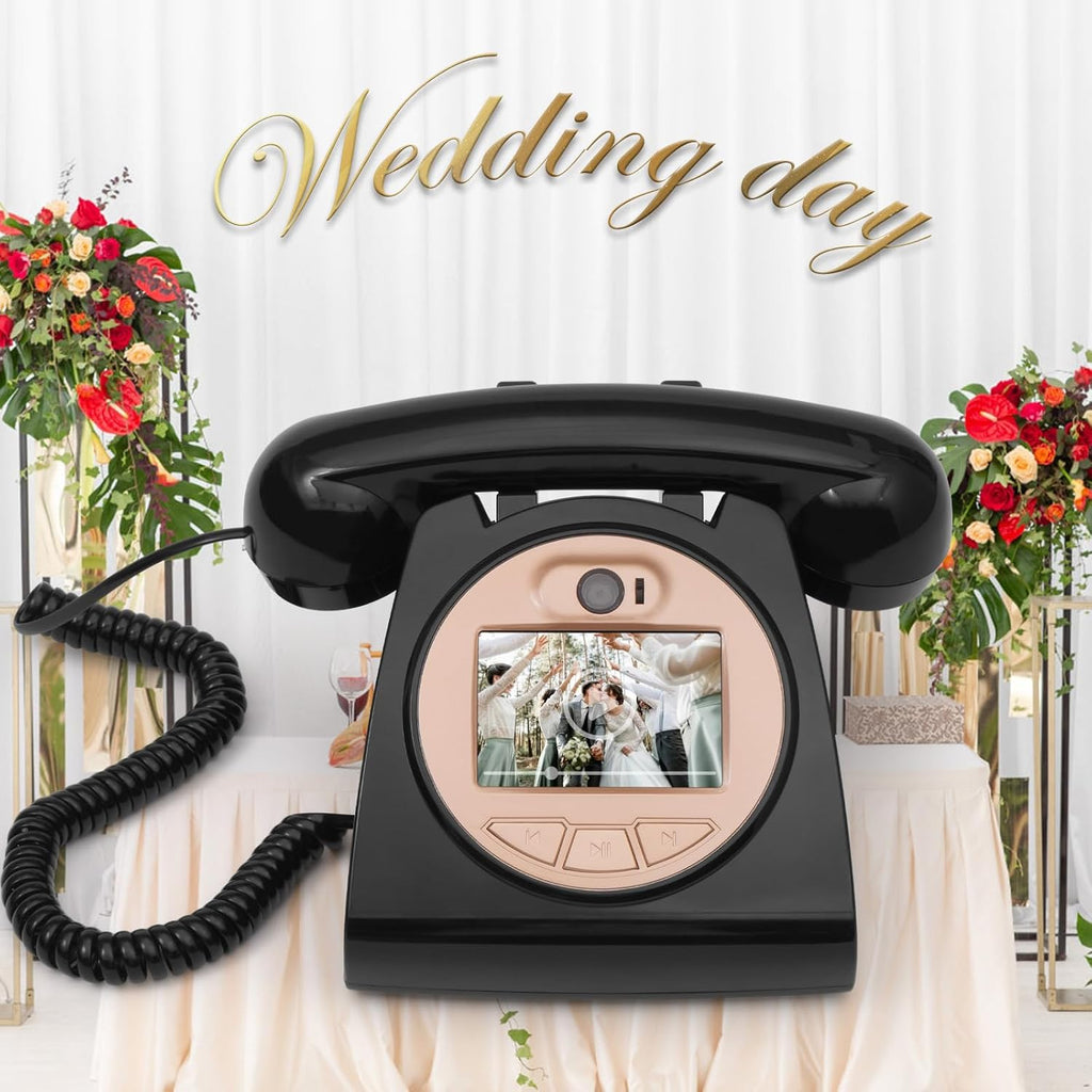 UKBW Video Audio Guest Book Wedding Phone, 1080P HD Video Audio Phone Guestbook, Preserve Your Special Occasions, Ideal for Wedding Bridal Shower, Birthday, Graduations, Baby Shower(Black)