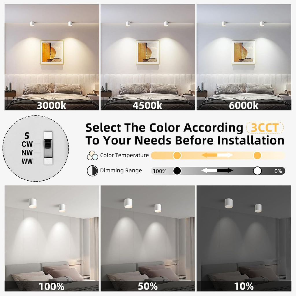 OKELI White Flush Mount Ceiling Light Fixtures for Hallway Entryway, 20W 1800LM 3000K-6000K Dimmable Close to Ceiling-Lighting, Modern LED Cylinder Ceiling-Lamps for Dining Room Living Room, 3Pack