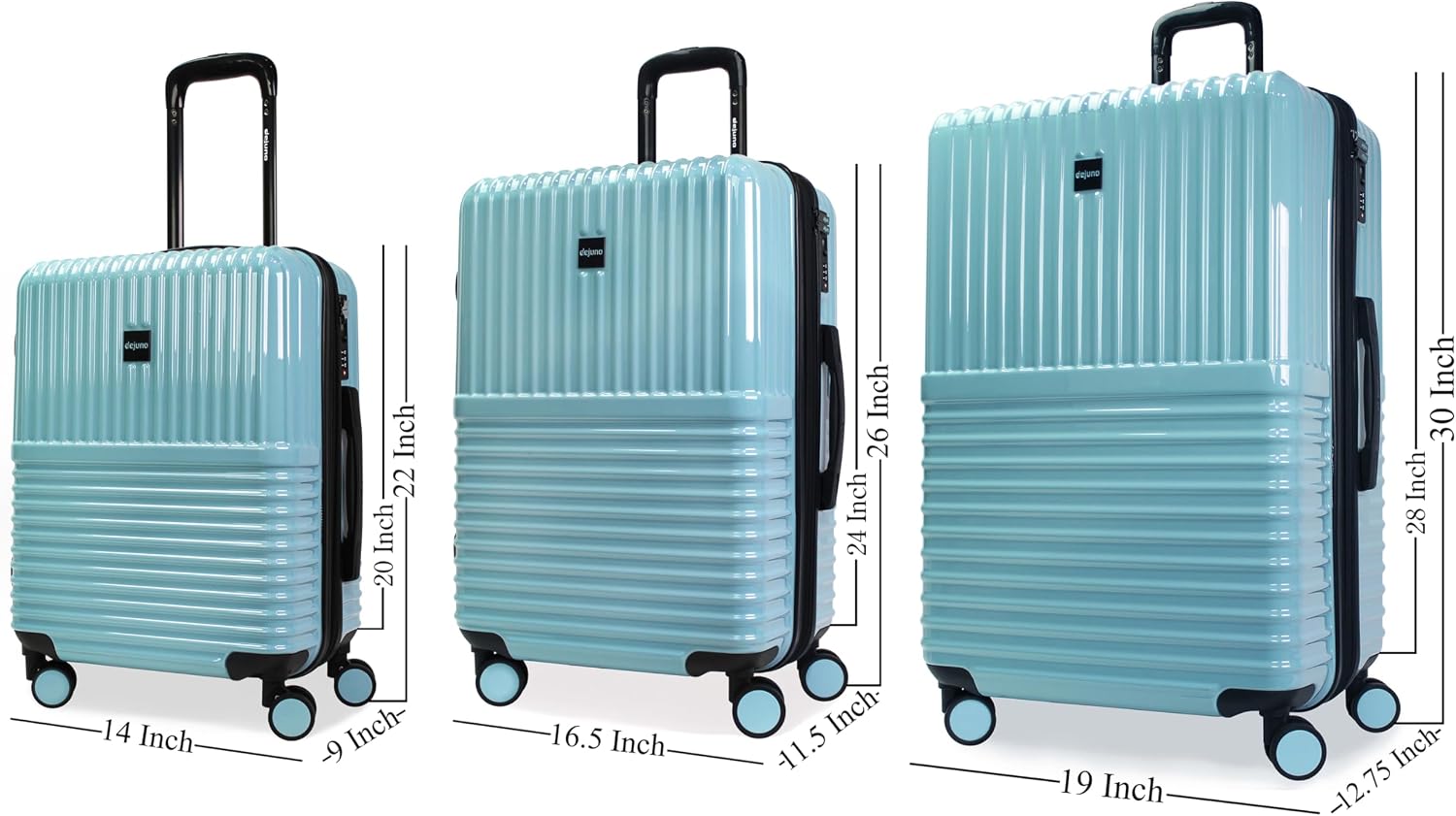 World Traveler Dejuno Tonal 3-Piece Polycarbonate Lightweight Hardside Expandable Spinner Luggage Set with TSA Lock - Glacier