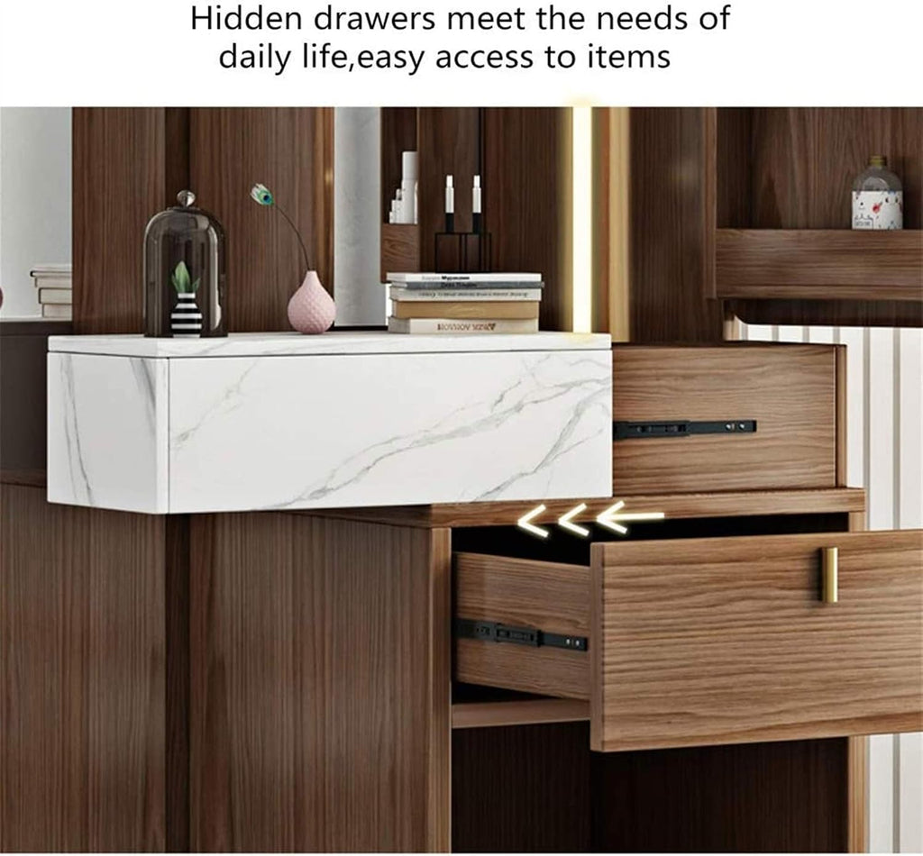 Vanity Table Set|Modern Minimalist Dressing Table | with lockers | Full-Length Mirror | Bedroom Dressing Table | Large Capacity Storage Function