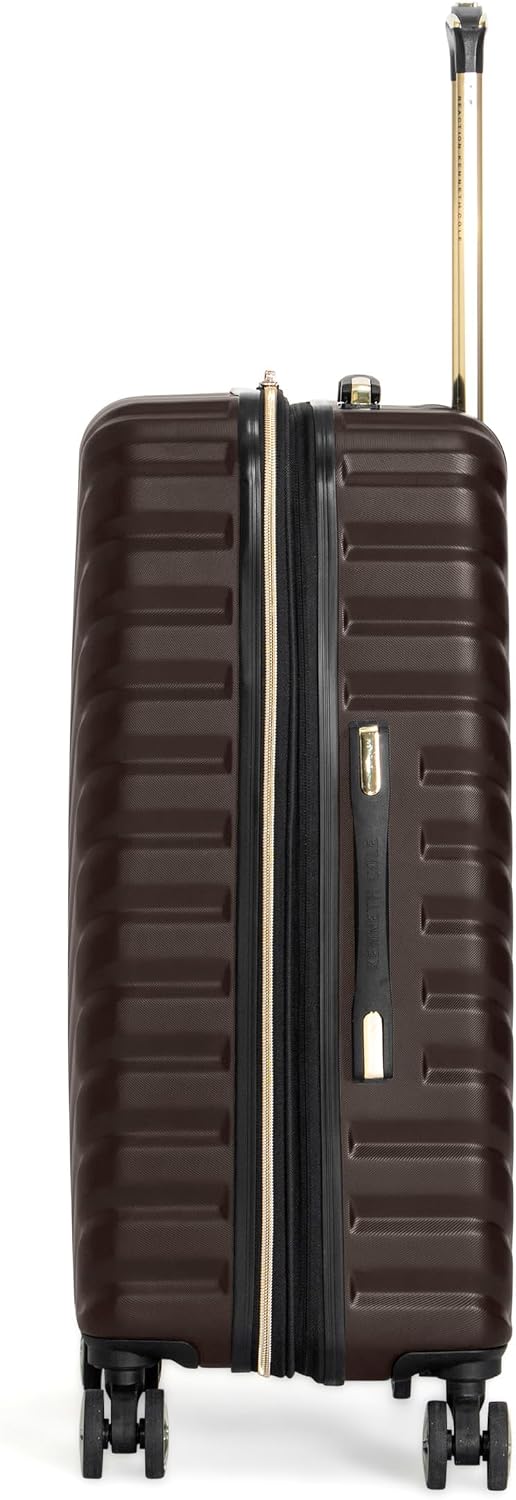 Kenneth Cole REACTION Madison Square Lightweight Hardside Chevron Expandable Spinner Luggage, Chocolate Brown, 24-Inch Checked