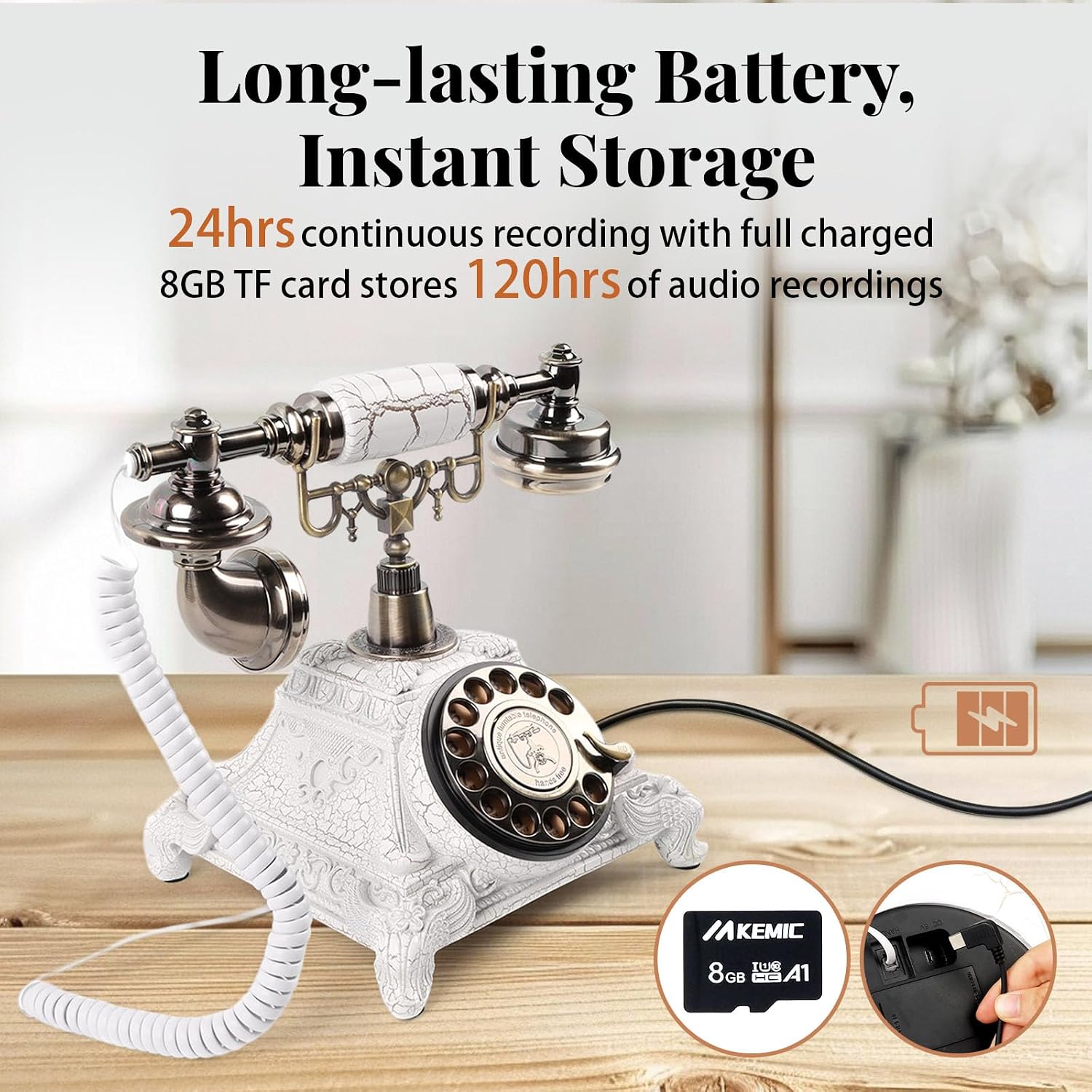 Audio Guest Book Wedding Phone, FESTRING Audio Guestbook, Recording Wedding Phone Guest Book, Retro Design Perfect for Weddings/Anniversaries/Parties/Birthday/Graduation/Baby Shower/Retirement, White