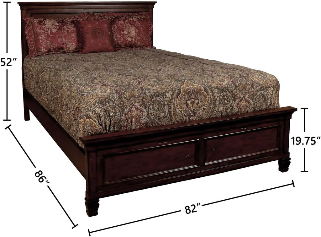 HomeStock Wood Panel Bed with Headboard - Modern Bedroom Furniture Full/Cherry Brown