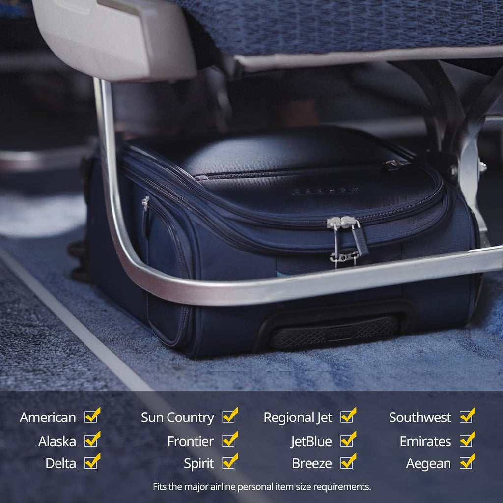 Verage 14-Inch Underseat Carry On Luggage with Spinner Wheels & USB Charging Port, Wheeled Suitcase for Airlines, Lightweight Overnight Bag for Men and Women (14-Inch Compact Underseat Pro)
