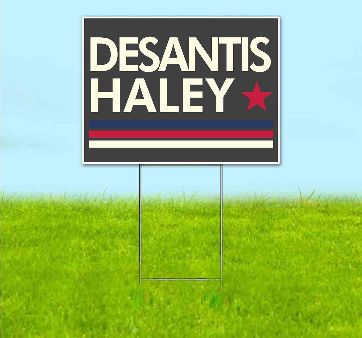 Desantis Haley 2024 (18' x 24') Yard Sign, Quantity Discounts, Multi-Packs, Includes Metal Step Stake, Bandit, New, Advertising, USA | Election, Political, Republican, Vote