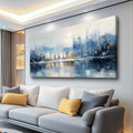 QIYILEXWART Canvas Wall Art For Living Room Large Wall Decor For Office Bedroom Decorations The Blue Lake Pictures Stretched And Framed Watercolour Abstract Painting Artwork Room Ready To Hang
