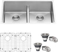 Ruvati 30-inch Low-Divide Undermount Tight Radius 50/50 Double Bowl 16 Gauge Stainless Steel Kitchen Sink - RVH7355