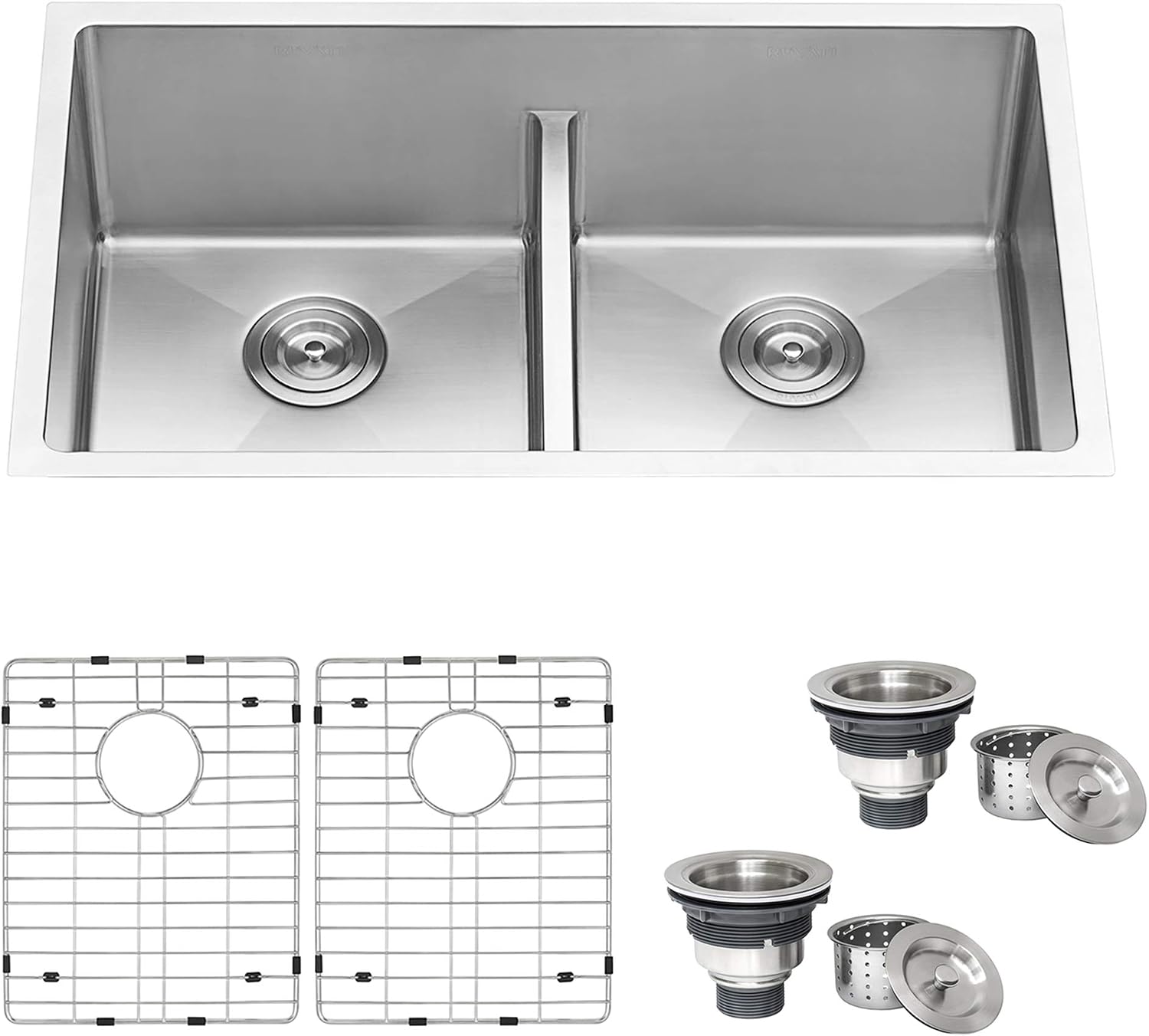 Ruvati 30-inch Low-Divide Undermount Tight Radius 50/50 Double Bowl 16 Gauge Stainless Steel Kitchen Sink - RVH7355