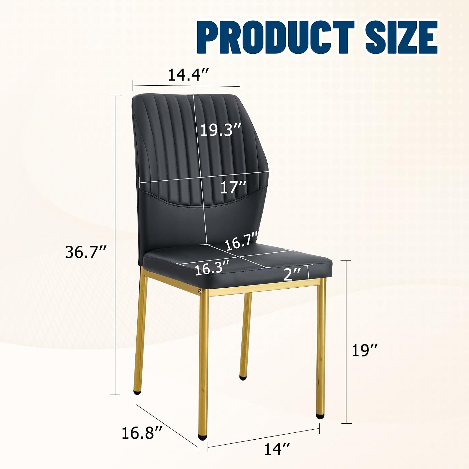 Dining Room Chairs Set of 4,Comfortable,Fashionable Soft Padded Kitchen Chairs High Backrests Metal Legs. Suitable for Living Room and Bedroom (Black+Gold Leg Set of 4)
