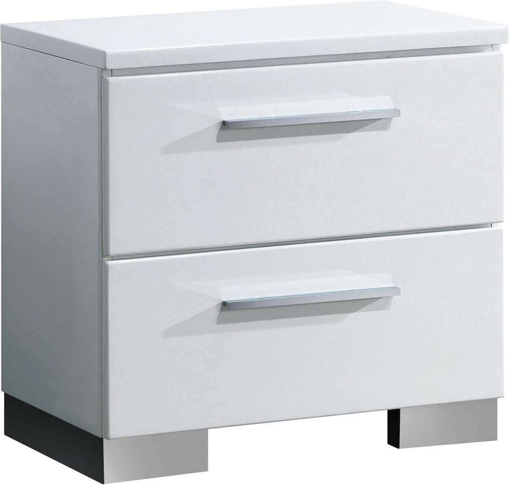 Furniture of America FOA Rayland 2pc Glossy White Wood Bedroom Set - Full + Nightstand