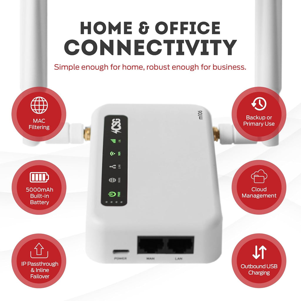 CSG m106 LTE Cellular Gateway Business or Home Router, Verizon 4G LTE Network Compatible, Built-in Failover, 5,000 mAh Backup Battery for Travel, Lightweight Portable Design, RV Internet