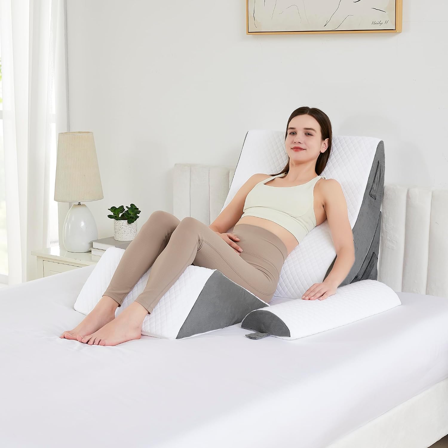 Orthopedic Wedge Pillow Set for Leg, Back, & Knee Support - CertiPUR Memory Foam Wedge Pillows with Washable Covers for Post Surgery & Pain Relief - Adjustable Bed & Body Positioning Cushions, 4 Piece