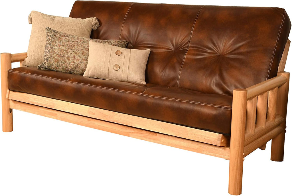Kodiak Futons Lodge Futon in Natural Finish, Oregon Trail Saddle