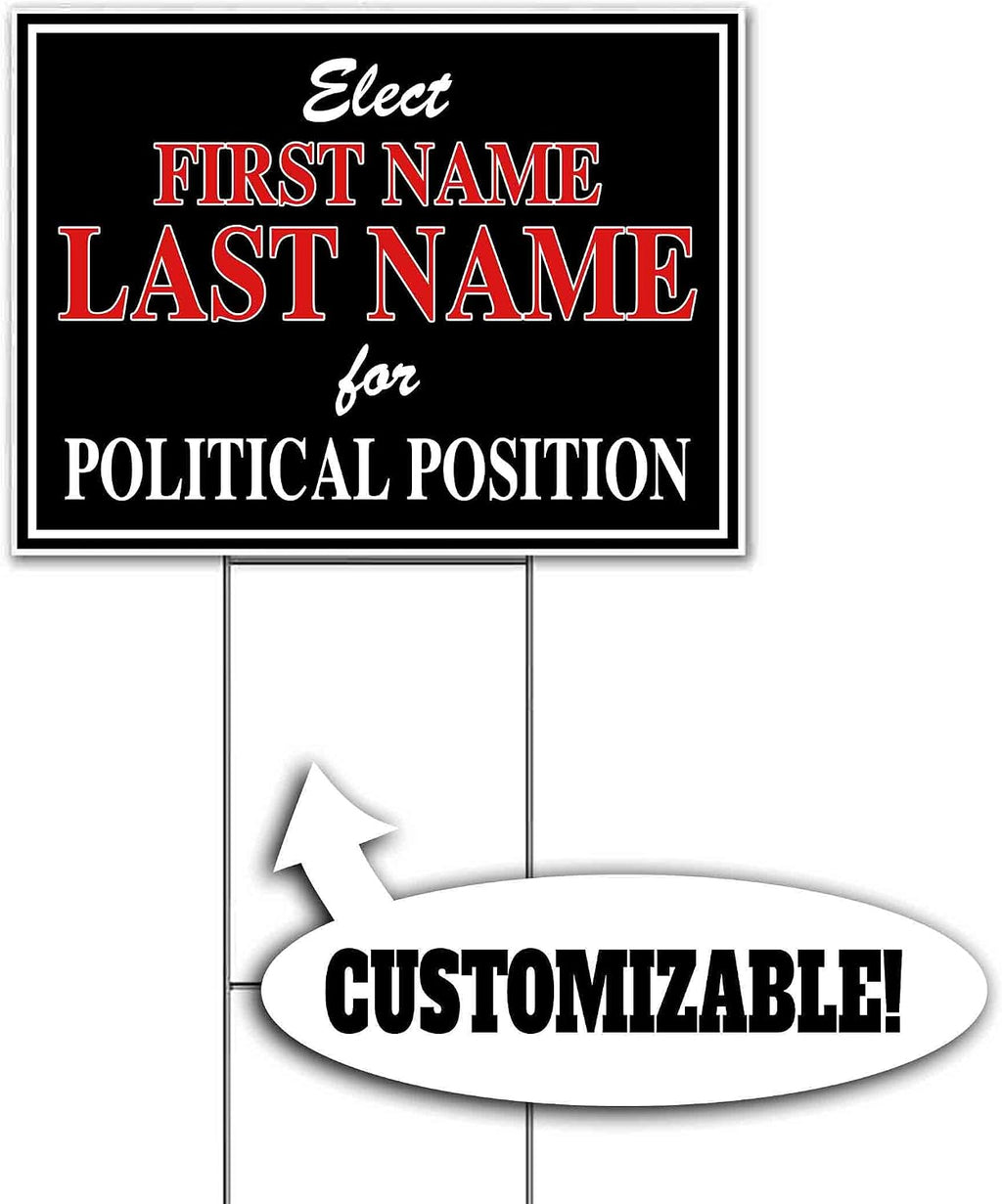 Elect Name for Political Position Customizable (18' x 24') Yard Sign, Quantity Discounts, Multi-Packs, Includes Metal Step Stake, Bandit, New, Advertising, USA