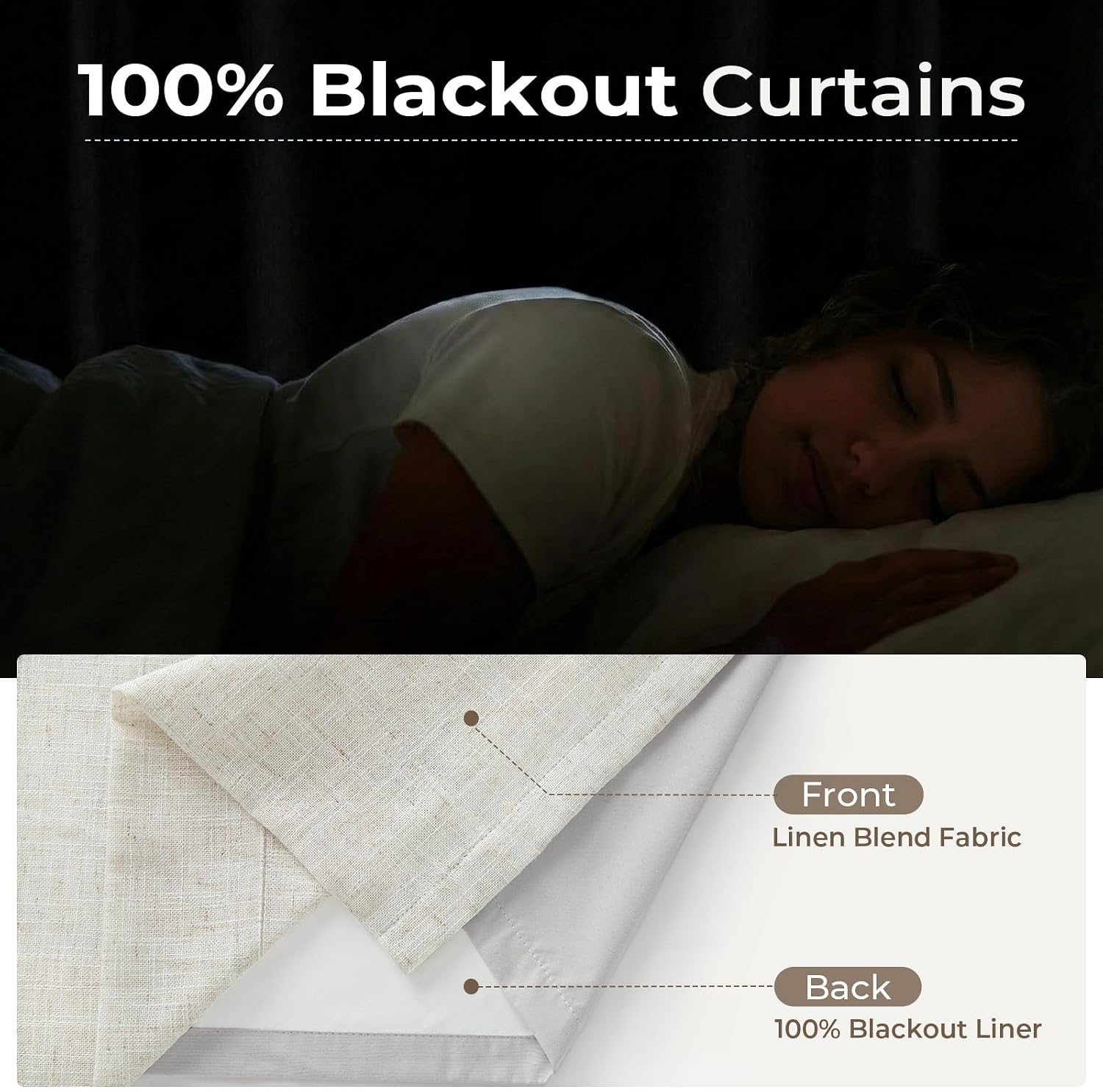 CAPALOCA Natural Linen Pinch Pleated Curtains Blackout, 100% Black Out Curtains 90 inch Long for Bedroom, Blackout Thermal Insulated Pinch Pleated Drapes for Living Room, 70' W x 90' L, 2 Panels