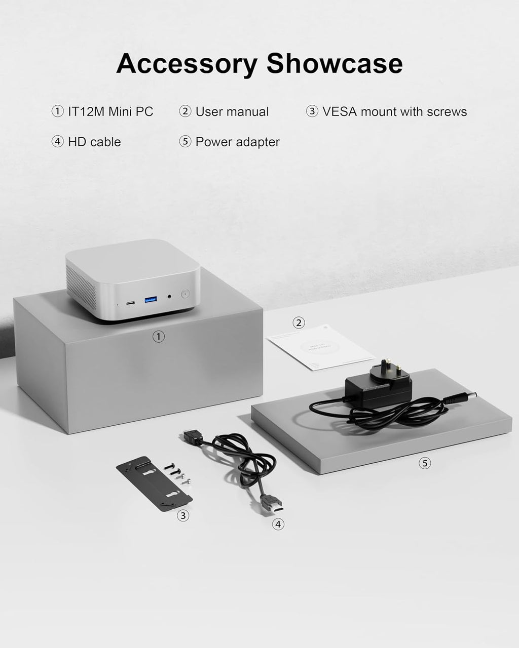 Mini PC Intel Core i3-1215U (6C/8T),(Beats 5500U) 12GB RAM 512GB SSD, Dual M.2 NVMe & SATA, Triple 4K@60Hz, USB-C, WiFi 6 BT5.2, Small Desktop Computer