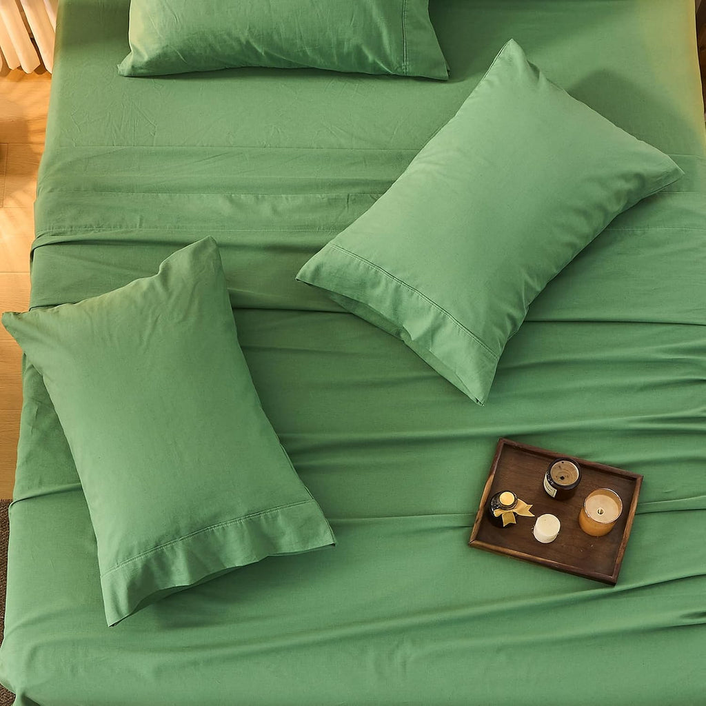Bedlifes 100% French Flax Linen Sheets Set King Size - 6 Piece Extra Deep Pocket 18-24',Soft Breathable King Bed Sheets with Temperature Regulating & Moisture-Wicking(Sage Green