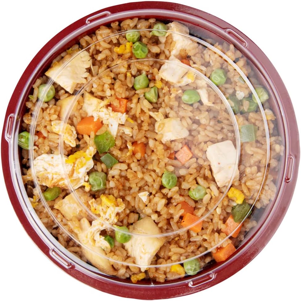 24 Ounce Food Containers, 200 Disposable Salad Bowls - Lids Included, Microwavable, Black And Red Plastic To Go Bowls, Asian Inspired, Perfect For Picnics, Or Take Outs - Restaurantware