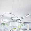Modern LED Pendant Light Fixture Contemporary Ring Chandelier Nickel with 3000K-6000K Dimmable Remote Control and 79in Height Adjustable for Foyer Living Room Bedroom Dining Room