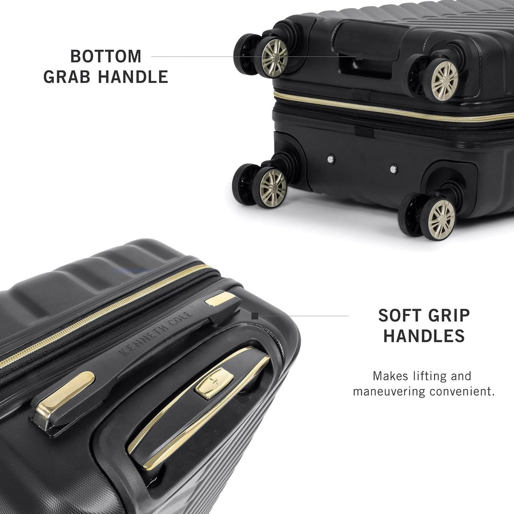 Kenneth Cole REACTION Madison Square Lightweight Hardside Chevron Expandable Spinner Luggage, Black, (28-Inch Checked)