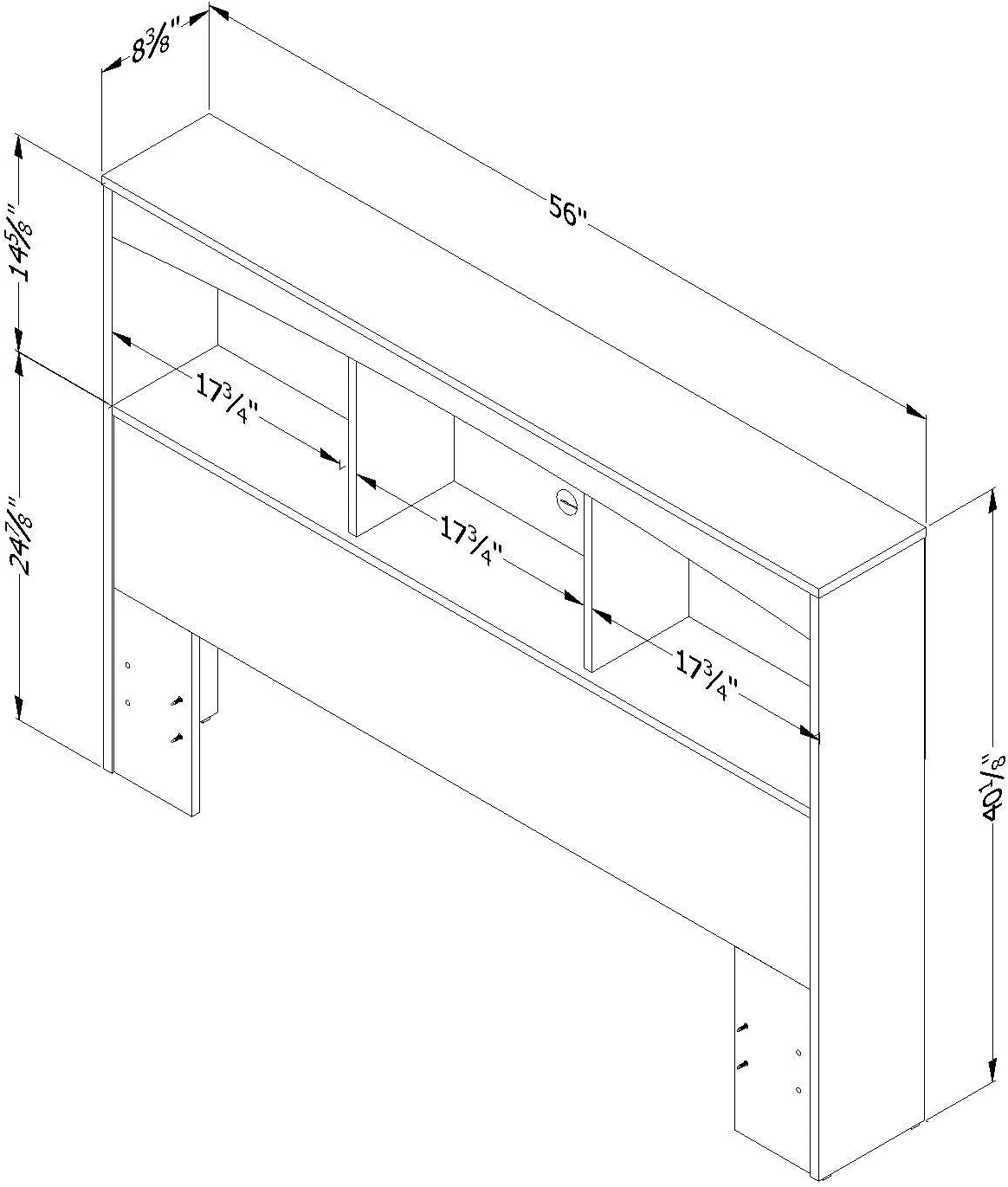 South Shore Step One Bookcase Headboard, Full, Pure White