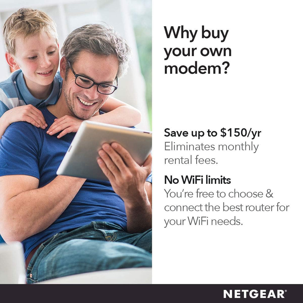 NETGEAR CM600 (24x8) DOCSIS 3.0 Cable Modem. Max Download speeds of 960Mbps. Certified for XFINITY by Comcast, Time Warner Cable, Cox, Charter & More (CM600-1AZNAS)