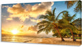 Wall Art Canvas Painting Golden Ocean Beach Palm Tree 1 Piece Sunset See Coconut Trees Landscape Picture Poster Print Framed and Stretched Ready to Hang for Living Room Bedroom Office Artwork