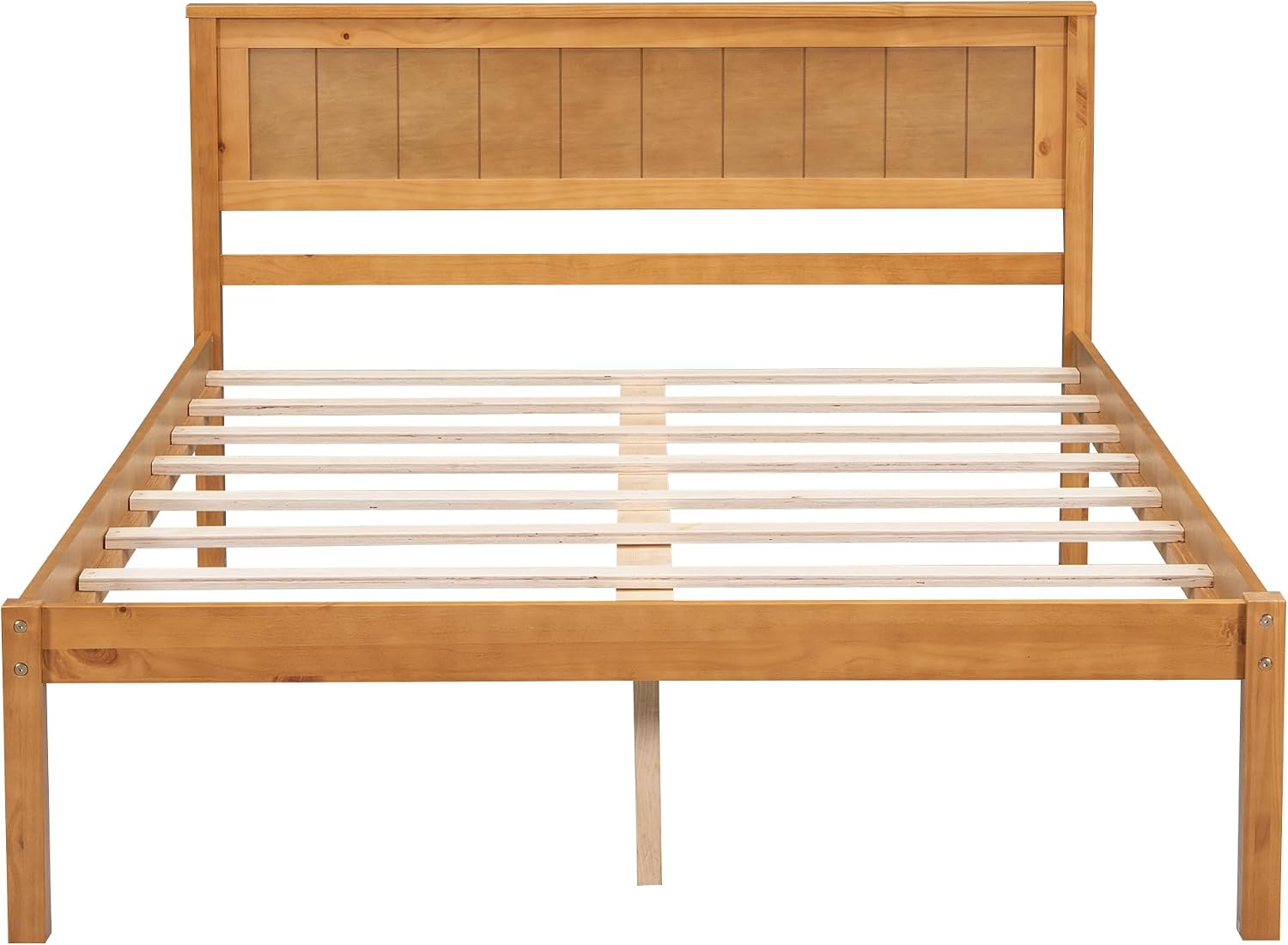 Full Size Wood Bed Frame and Headboard, Modern Retro Oak Platform Beds Frames, Sturdy and Durable Design Rustic Wooden Bedroom Set, Easy Assembly, No Box Spring Needed (Oak, Full)