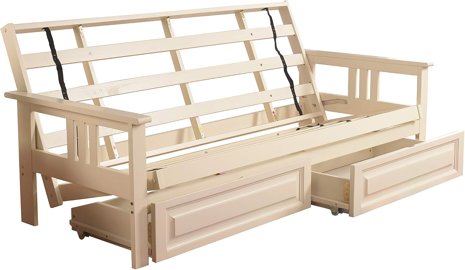 Kodiak Futons Monterey Futon Frame with Drawers, Included, Antique White